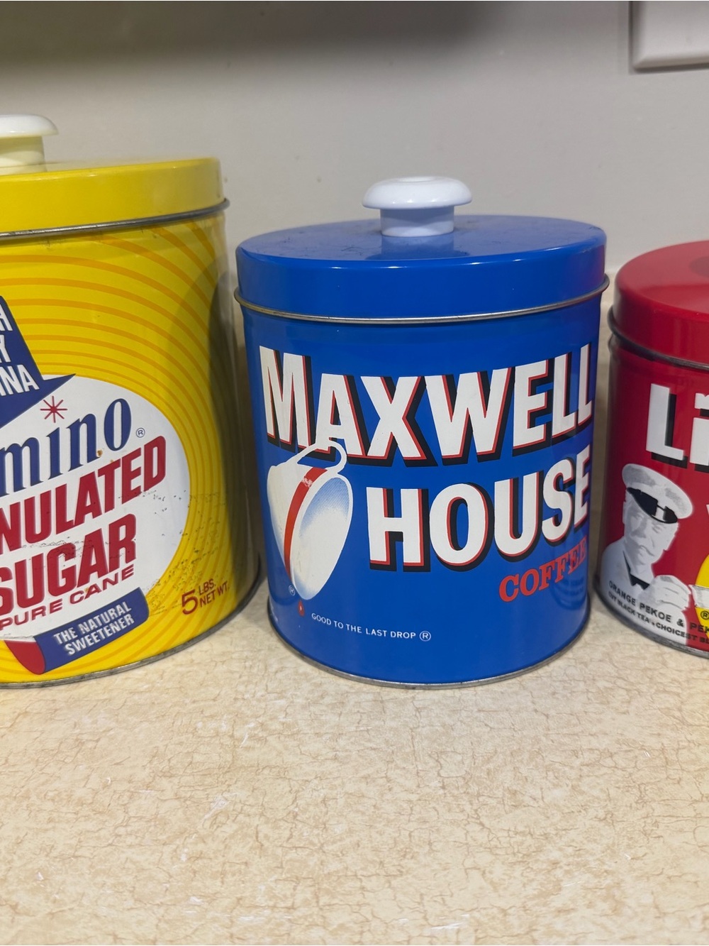 Vintage Tin Canisters with Lid